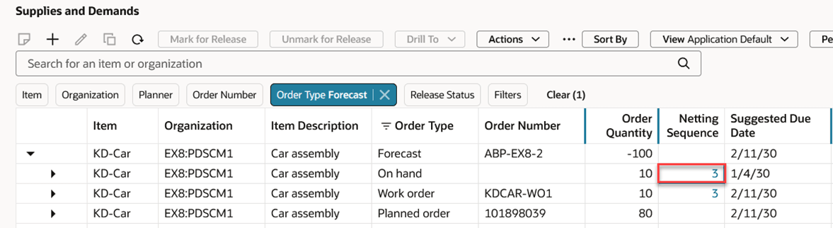 ハイパーリンクを示すネッティング順序列