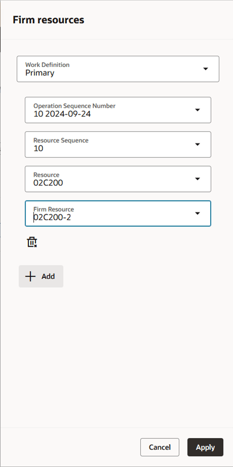 確定生産資源ドロワー