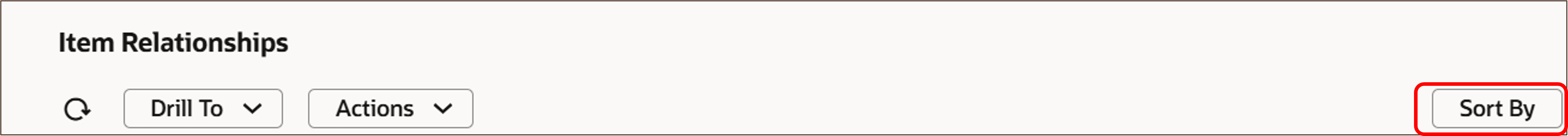 ソート・キーをクリックして品目関係性ビューをソート