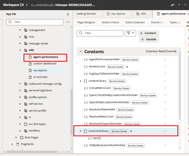 scorecardLibrary定数をクリックします。