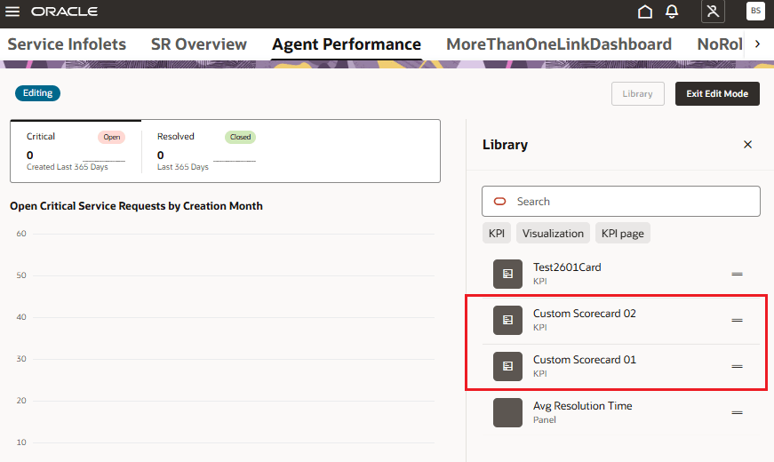 カスタム・スコアカードの選択リスト