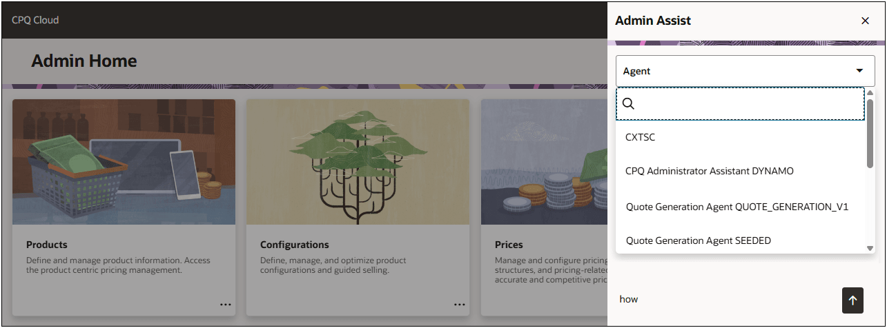 Admin Assist AIエージェントの選択