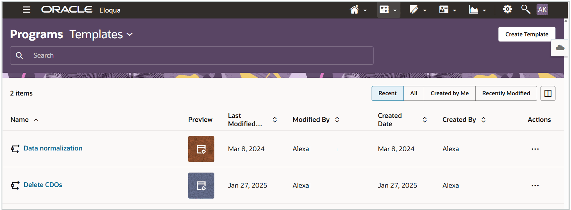 プログラムテンプレートマネージャ