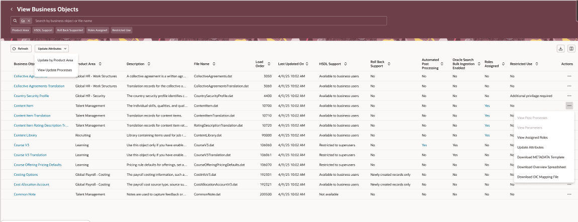 「ビジネス・オブジェクトの表示」メニュー処理