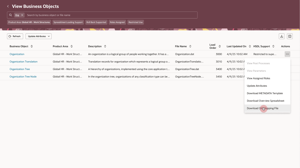 OICマッピング・ファイルのダウンロード