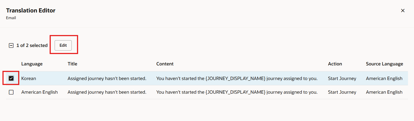 翻訳する言語を選択