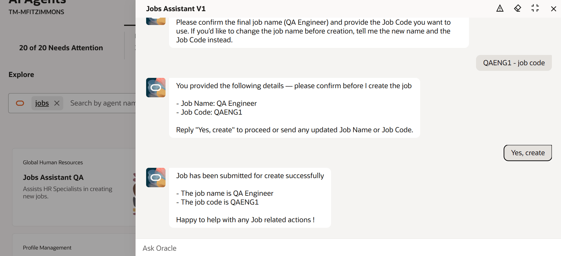 承認が有効な場合のジョブの作成