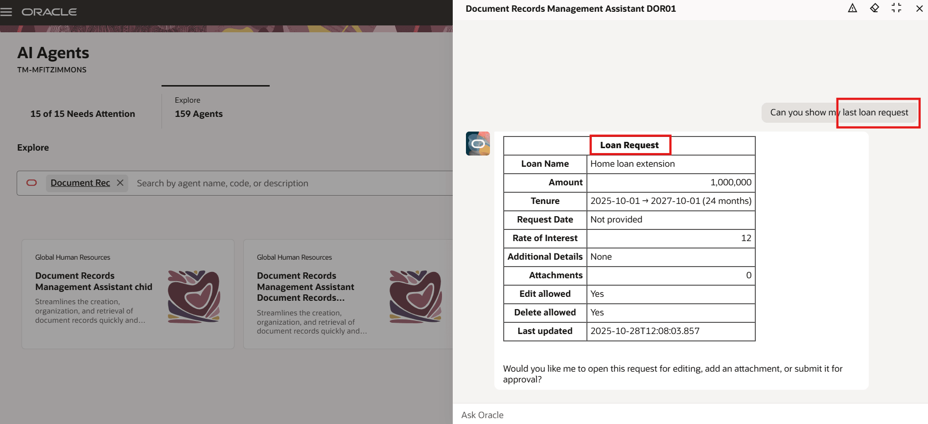 プロンプトに基づいて特定の文書レコードを取得するAIアシスタント