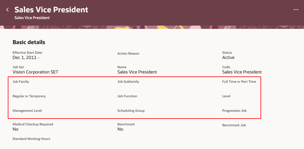 「ジョブ」ビュー・ページに空の有効なフィールドが表示されます。