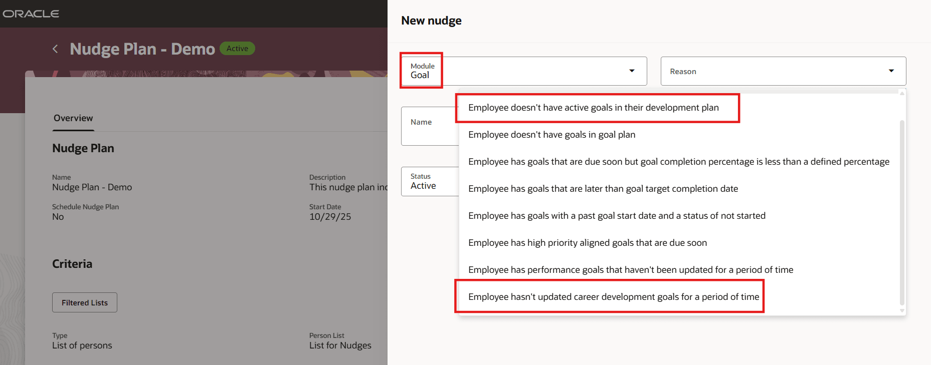 目標モジュールのキャリア開発ナッジ