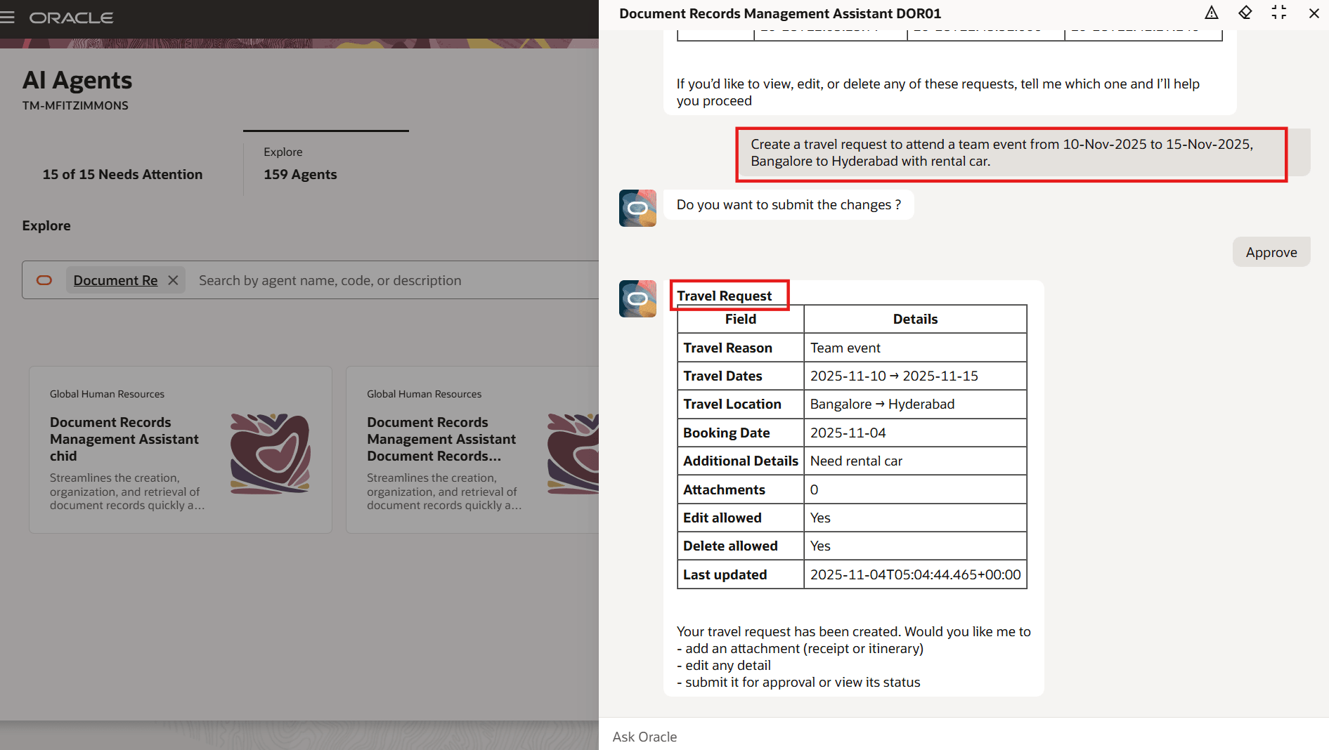 AIアシスタントによる特定の文書タイプの文書レコードの作成