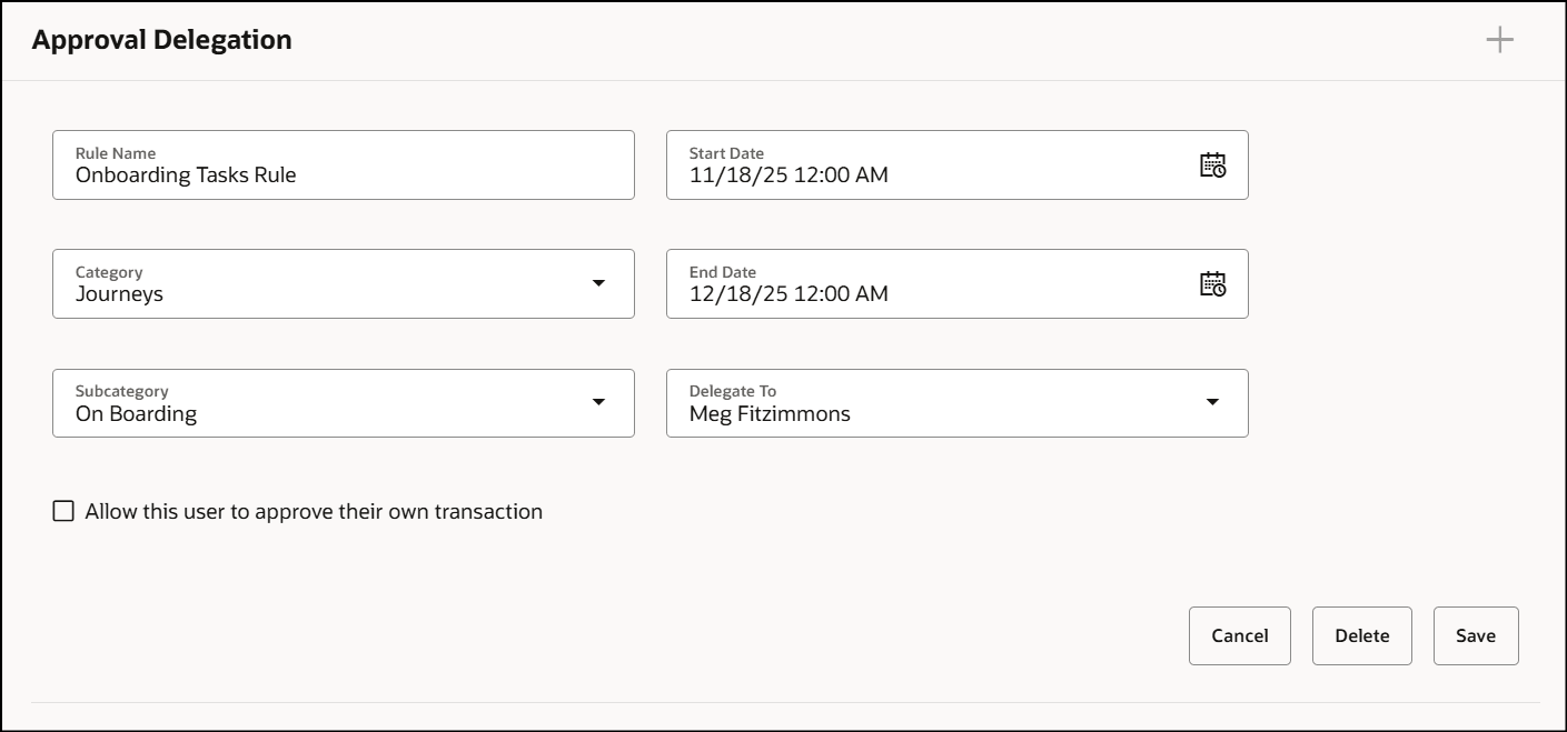 ジャーニ・カテゴリおよびサブ・カテゴリの通知の委任
