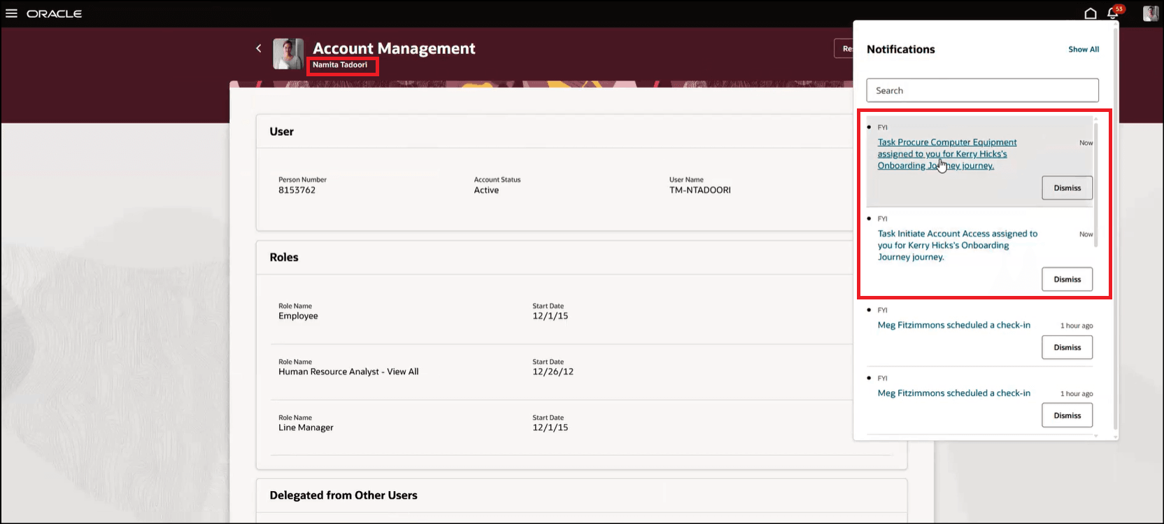 実行者に送信される通知