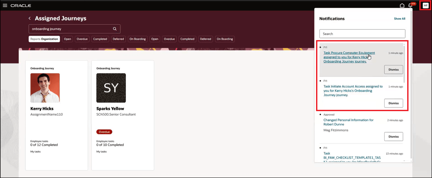 プロキシに送信された通知