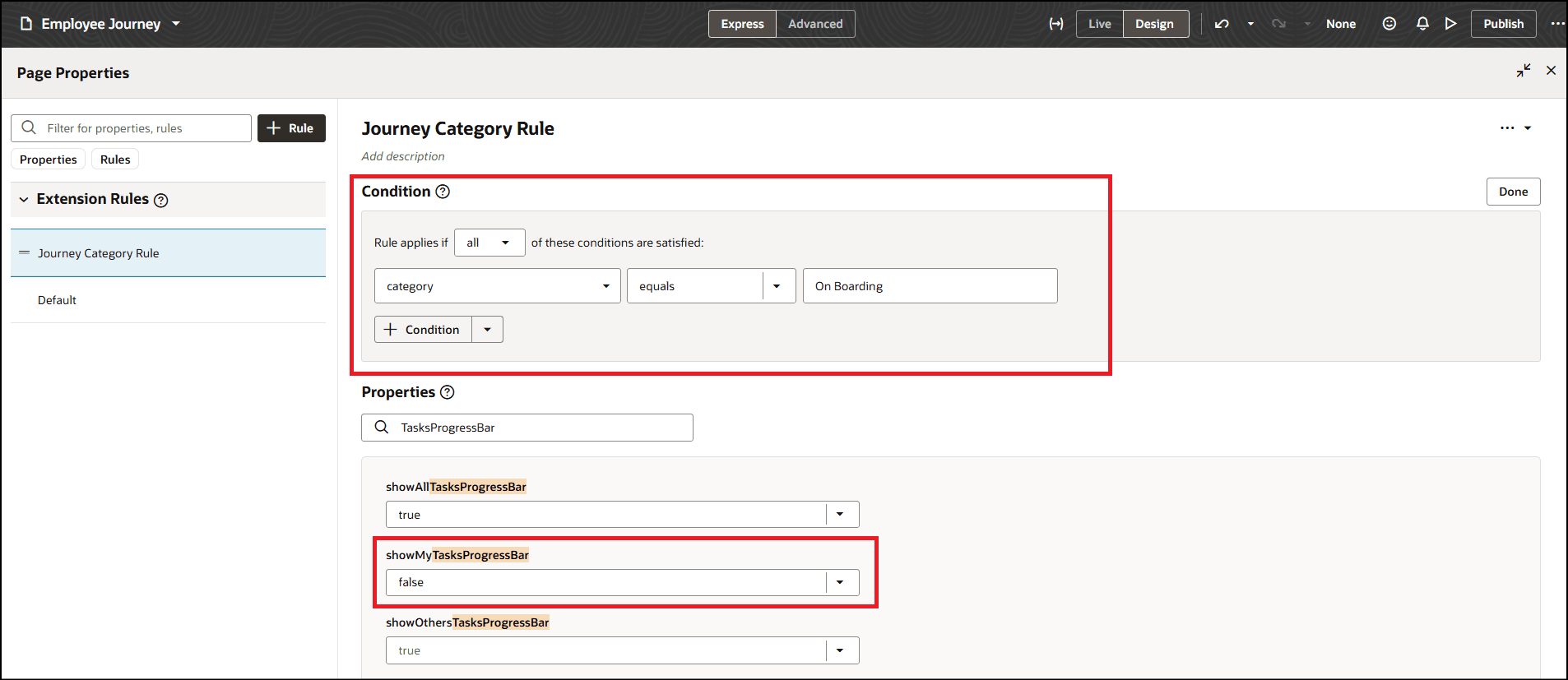 ビジネス・ルールの作成およびページ・プロパティ値の設定