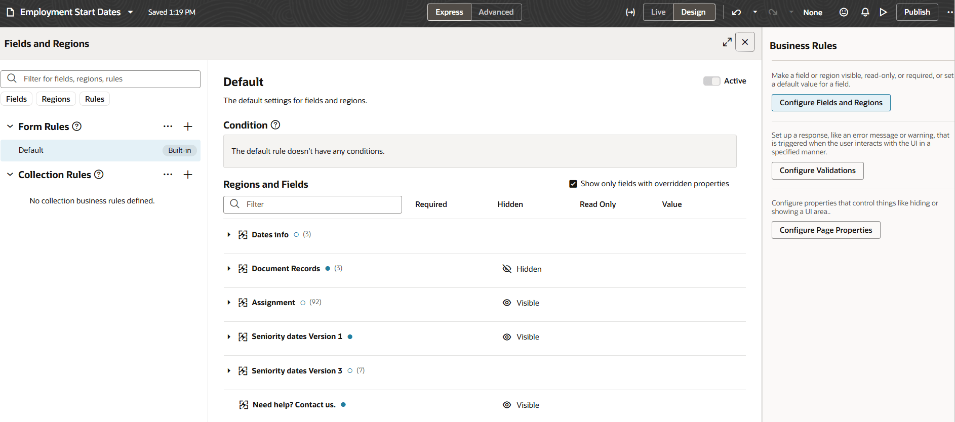 雇用開始日プロセスのビジネス・ルール・サポート