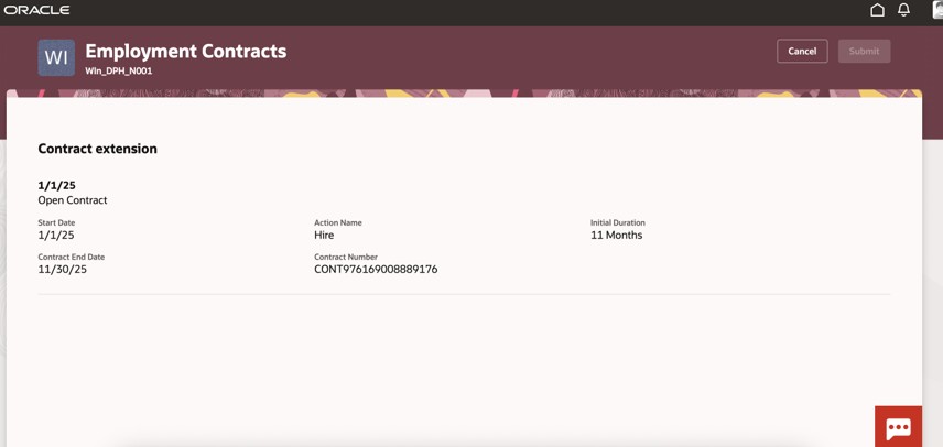 雇用契約ページの非表示の追加および編集ボタン