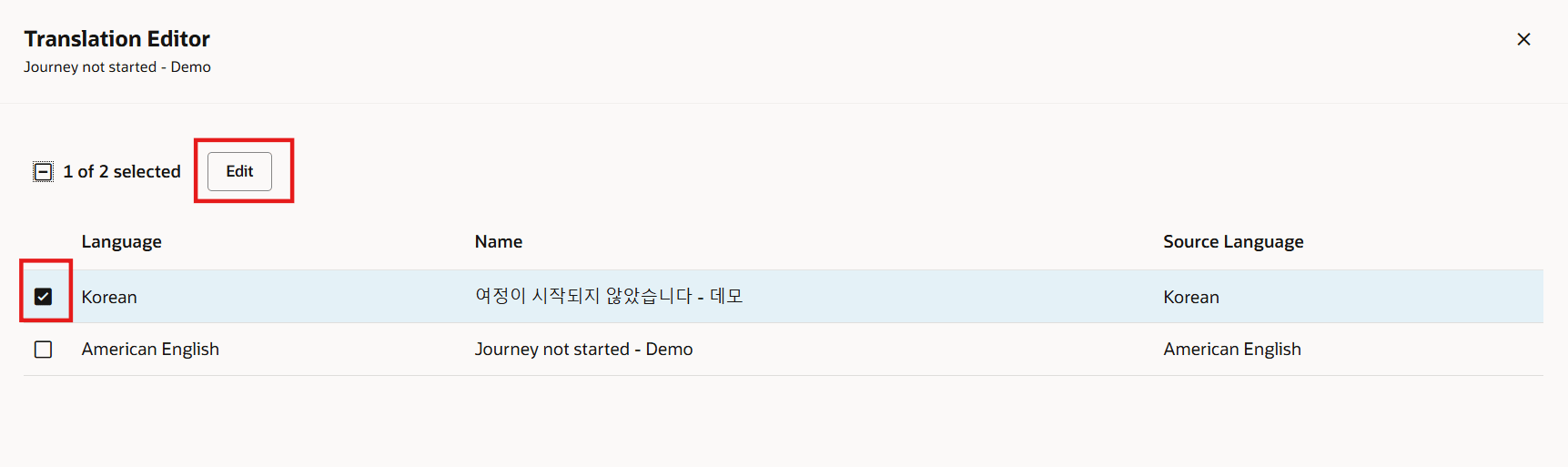 ナッジの翻訳言語の選択