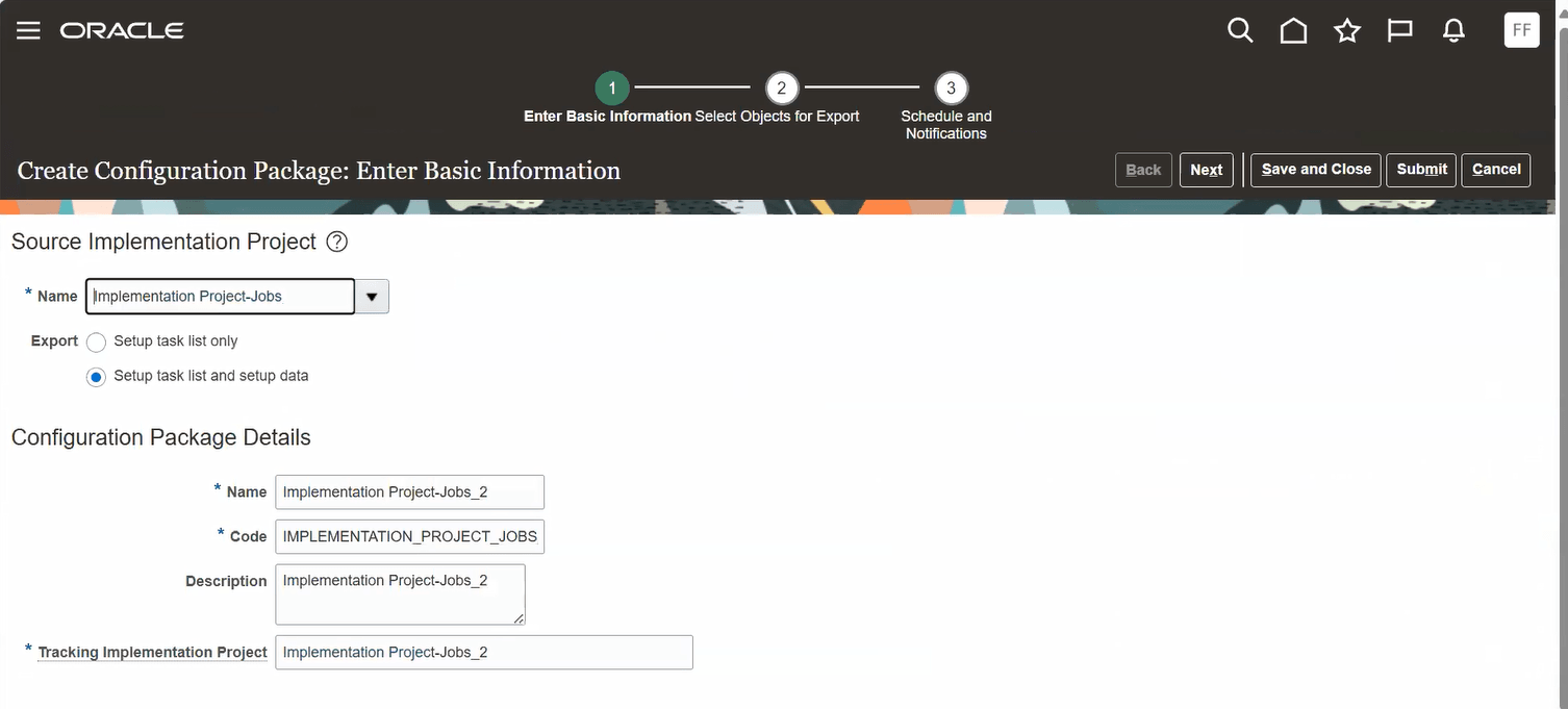 構成パッケージの作成の基本情報の入力