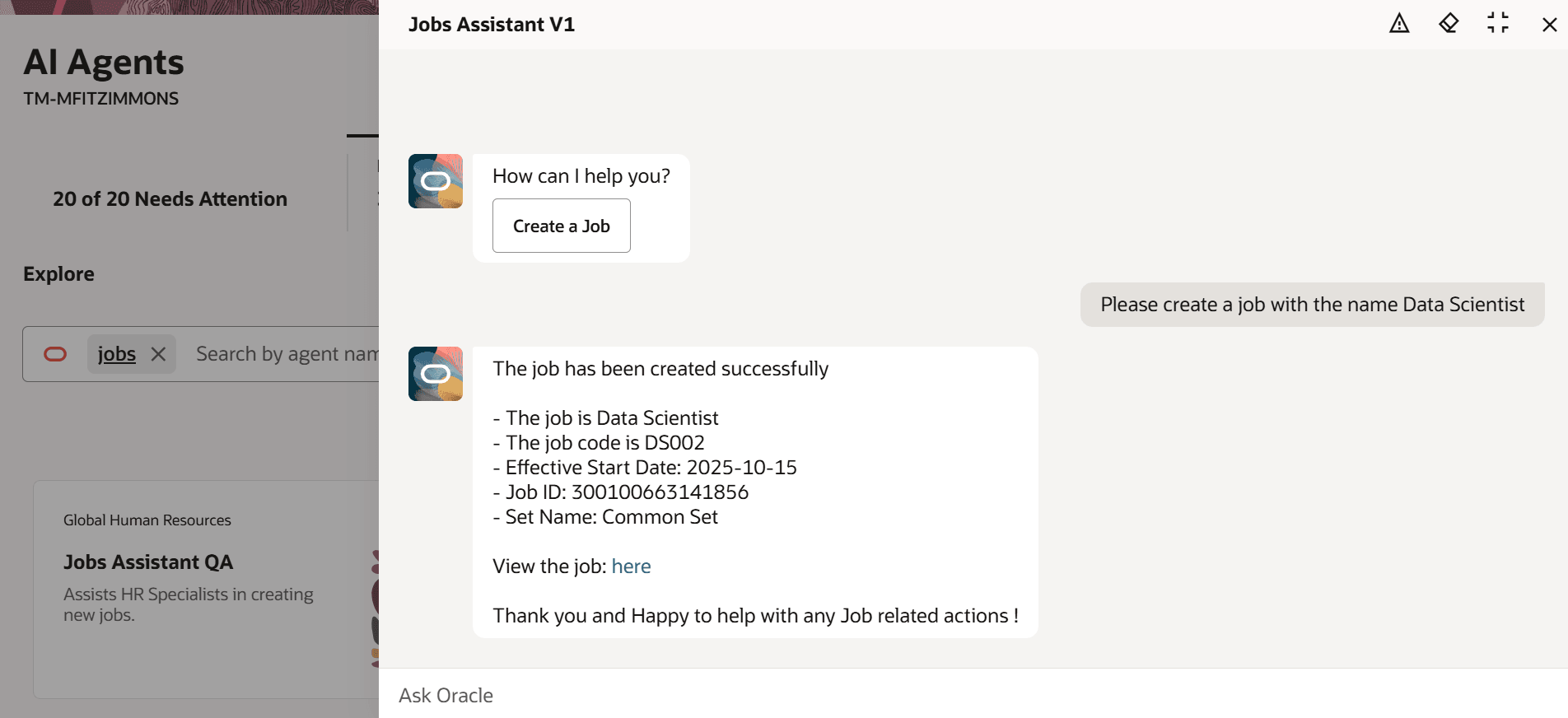 「ジョブ・コード生成方法」が「自動」に設定されている場合のジョブの作成