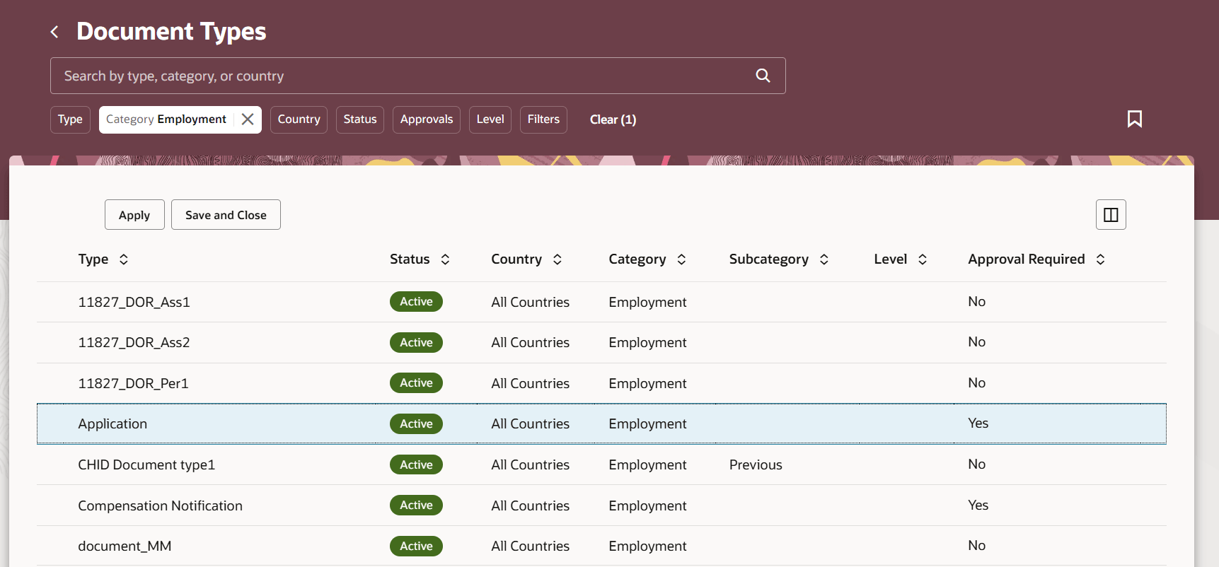 文書タイプの追加ボタンおよび名前リンクなしでRedwoodページが開く