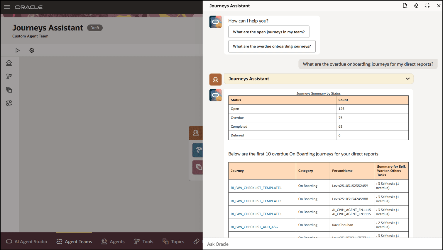 直属の部下の期限超過オンボーディング・ジャーニの表示のプロンプト