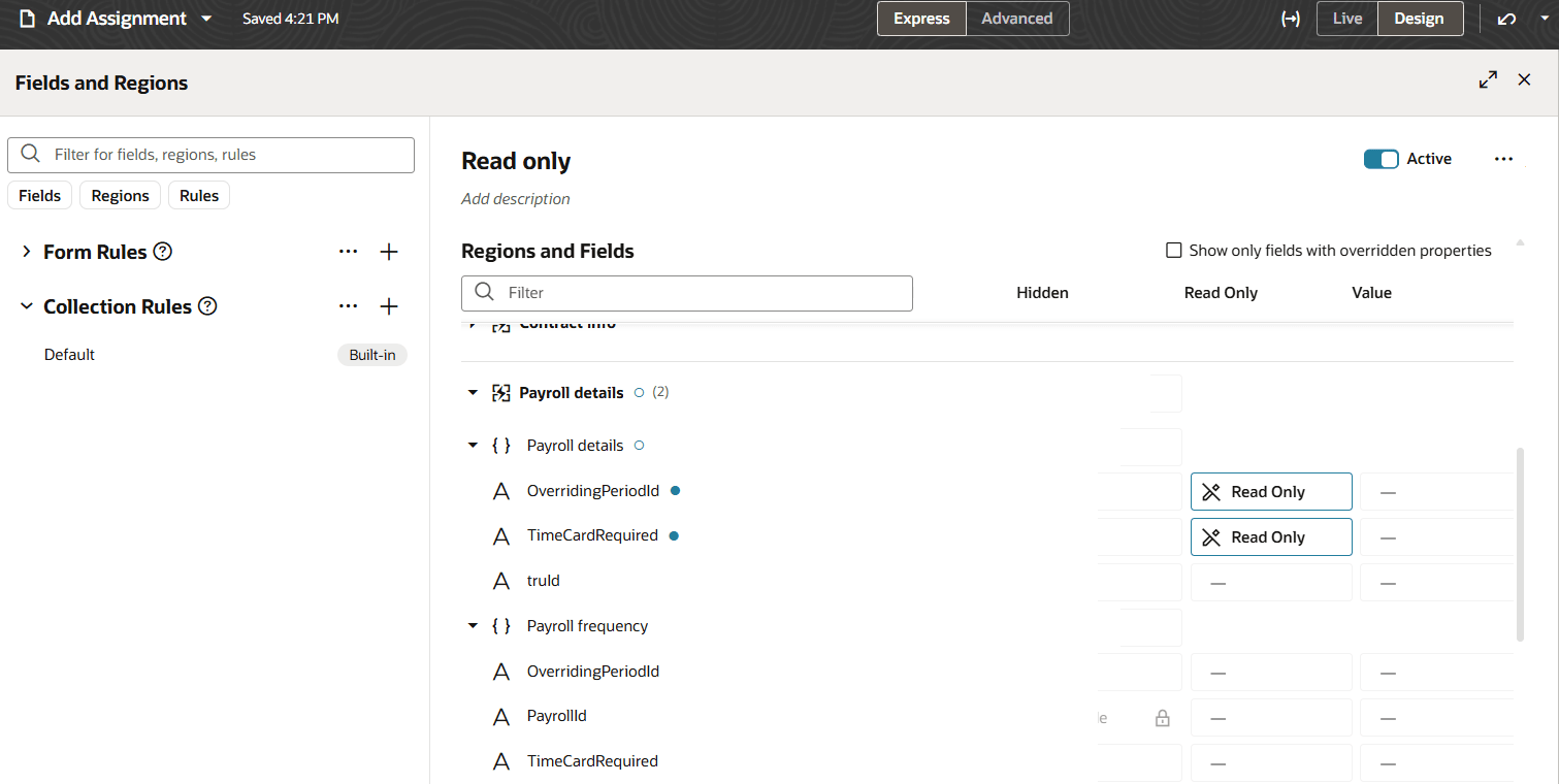 給与属性は読取り専用に設定できます。