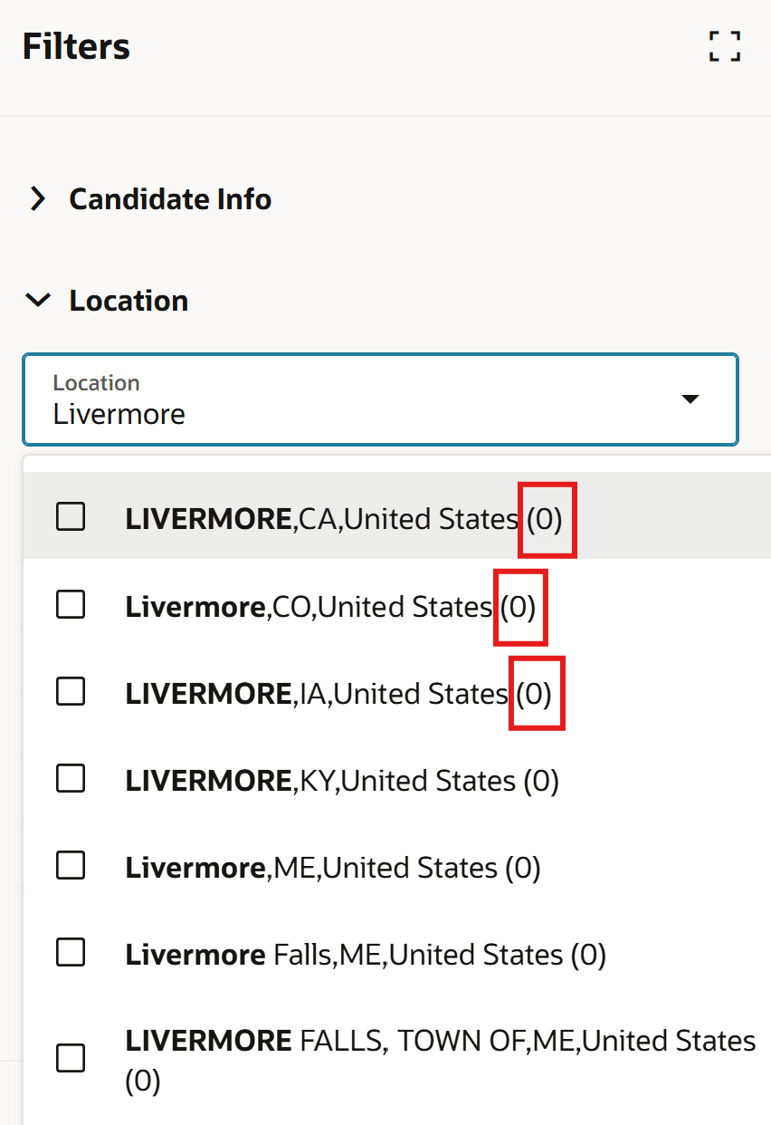 集計数がゼロのロケーション・フィルタ