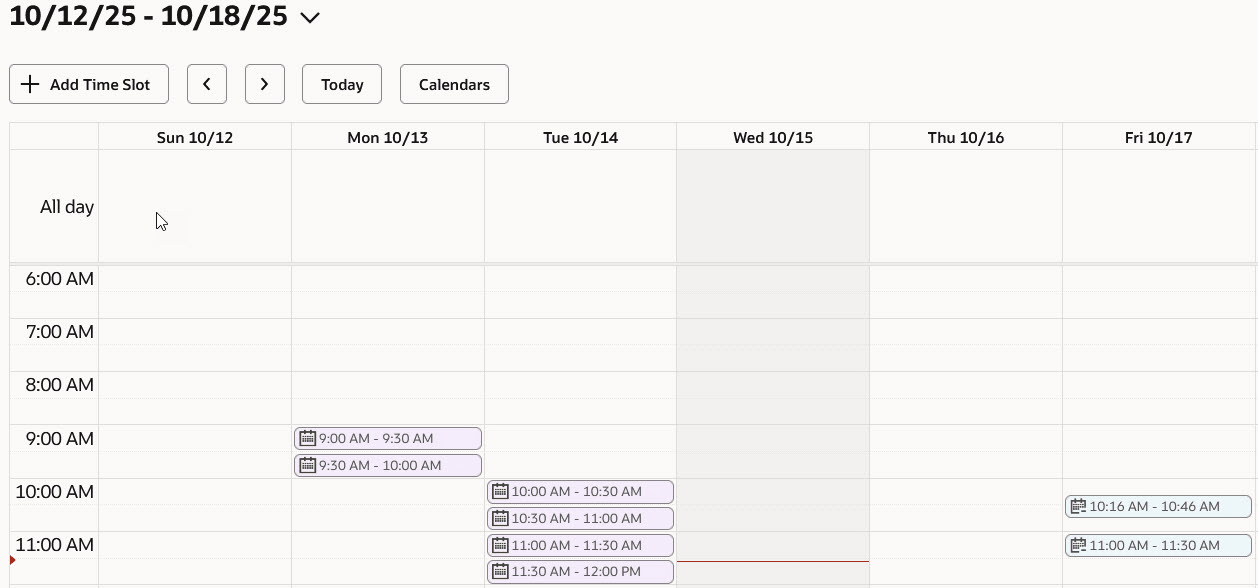 インタビュー・タイム・スロット色付きステータス