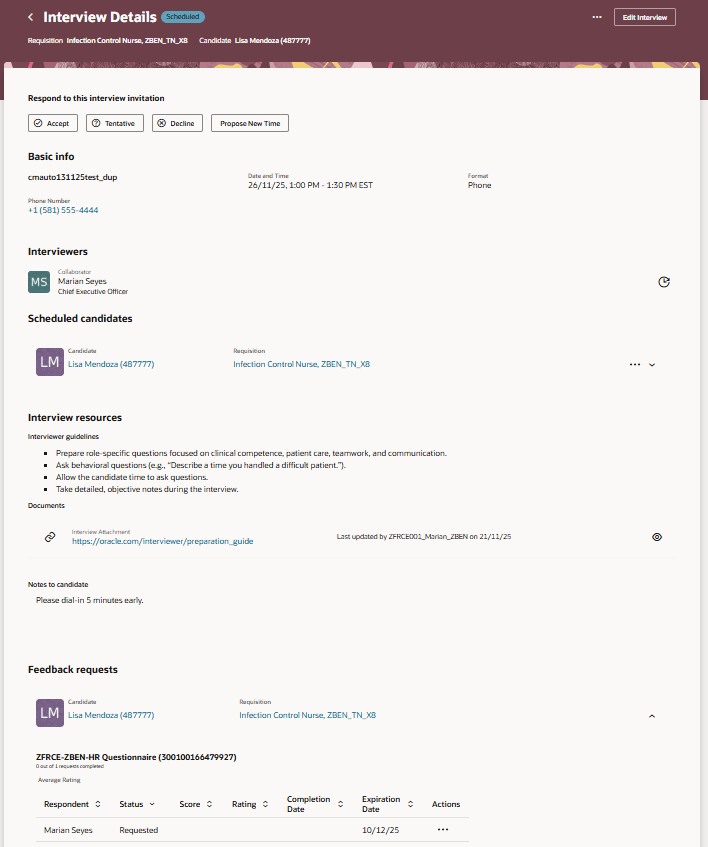 Redwoodの「インタビュー詳細」ページ
