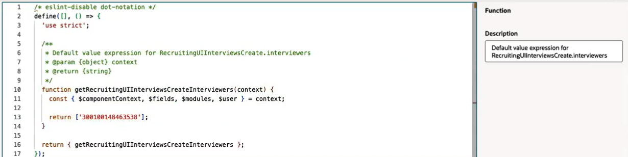 1人の面接担当者のデフォルト設定の例