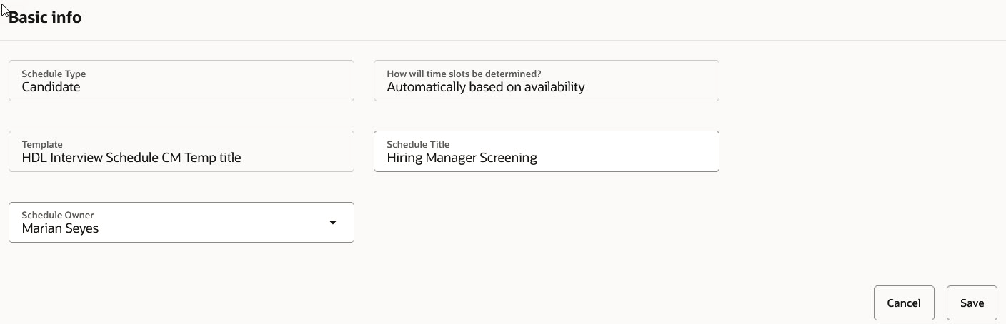 「スケジュール詳細」タブの「基本情報」セクション