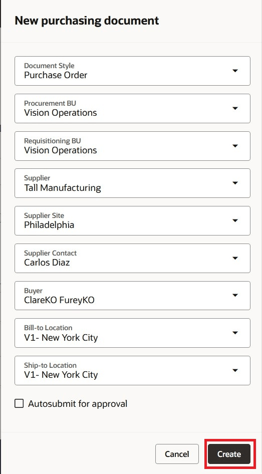 新規購買文書ドロワー