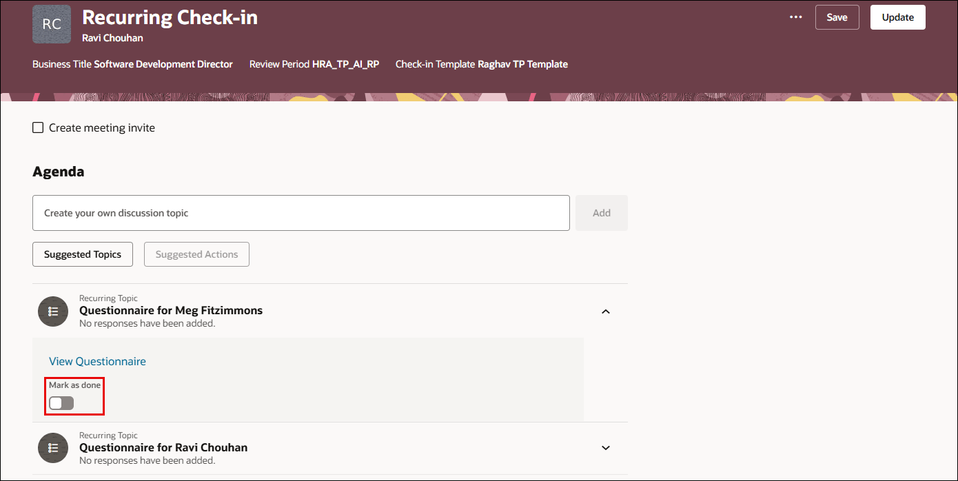 マネージャに対して「完了としてマーク」オプション