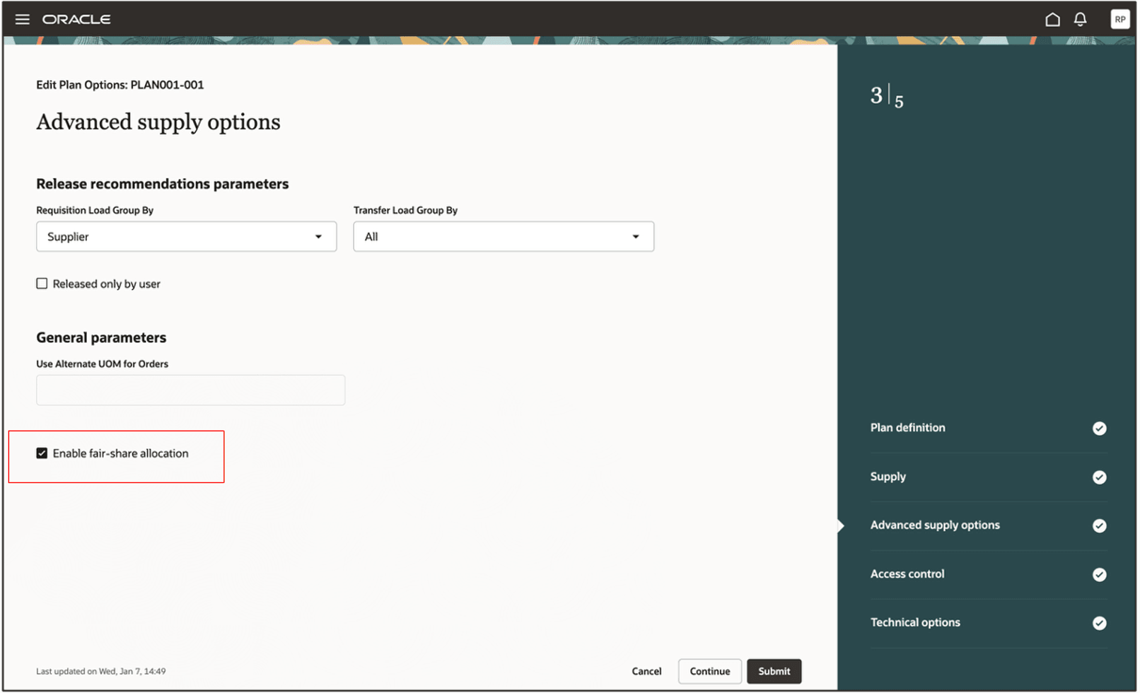 多段階補充プランを作成または編集するためのRedwoodガイド付きプロセスの拡張供給オプション・ステップ