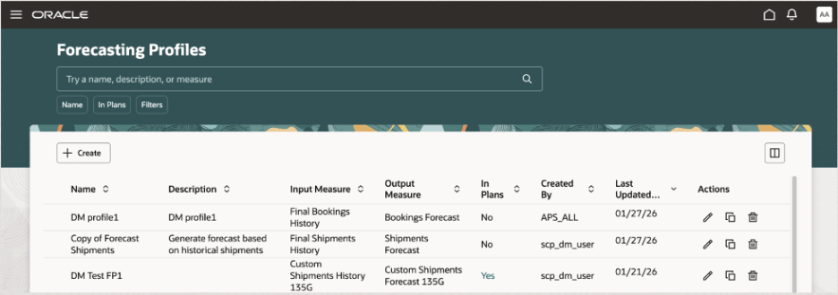 予測プロファイル・ページ