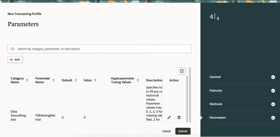 Bayesian機械学習の予測プロファイルを作成するためのガイド付きプロセスのパラメータ・ステップ