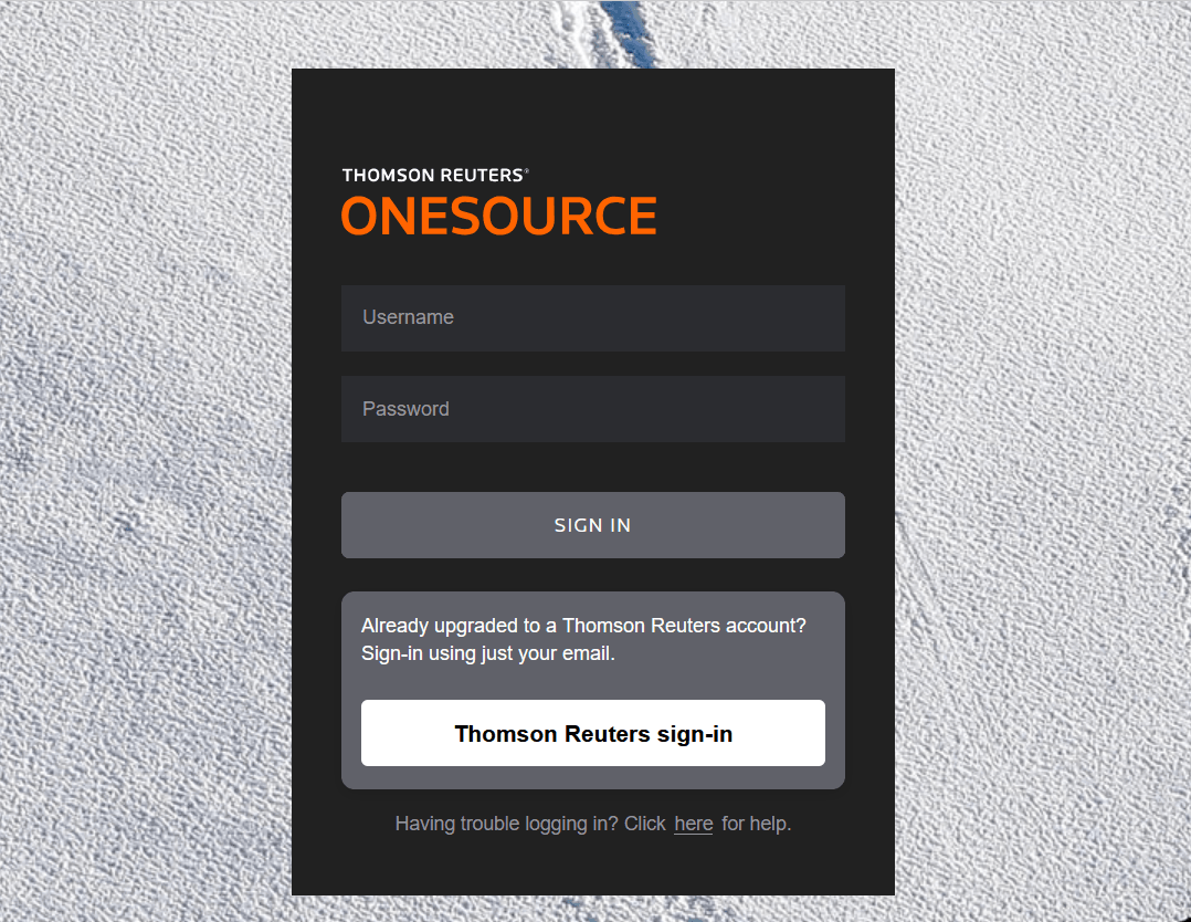 Thomson Reuters OneSourceポータルにログインします