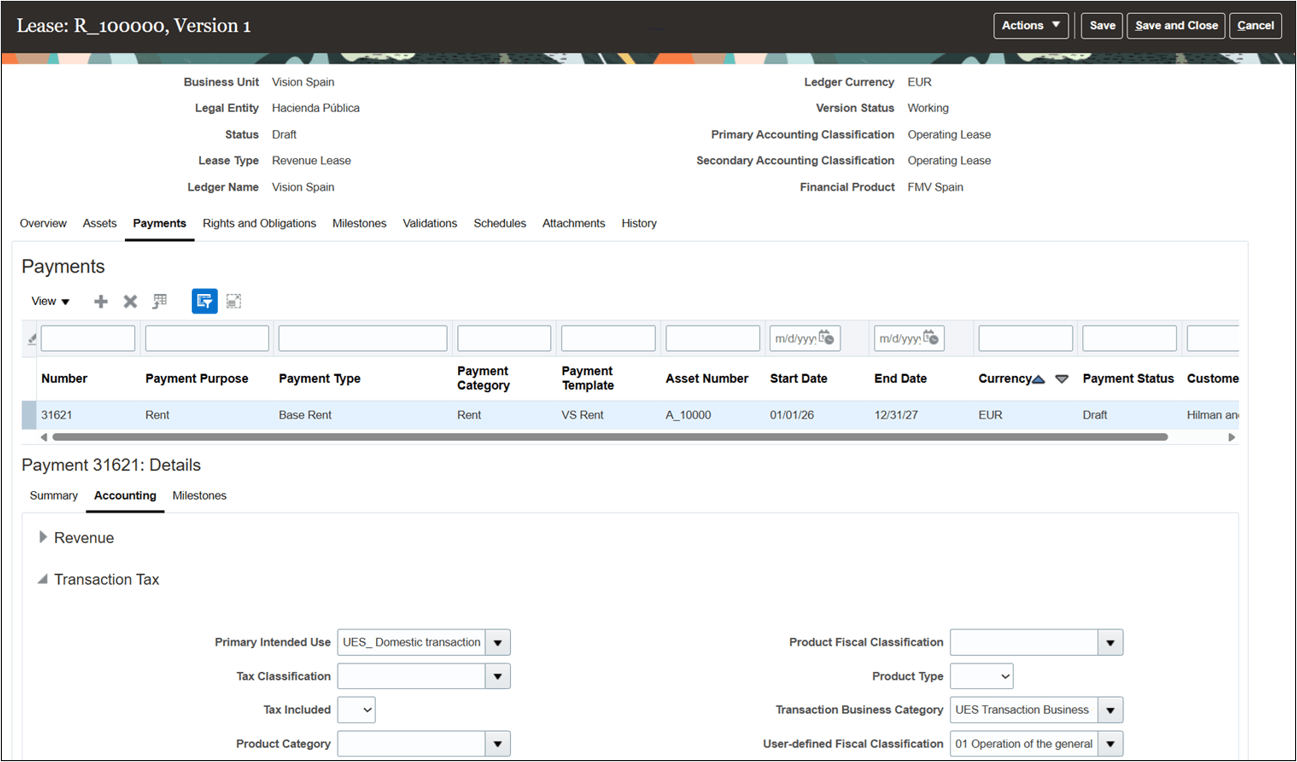 支払詳細会計タブ- 賃料