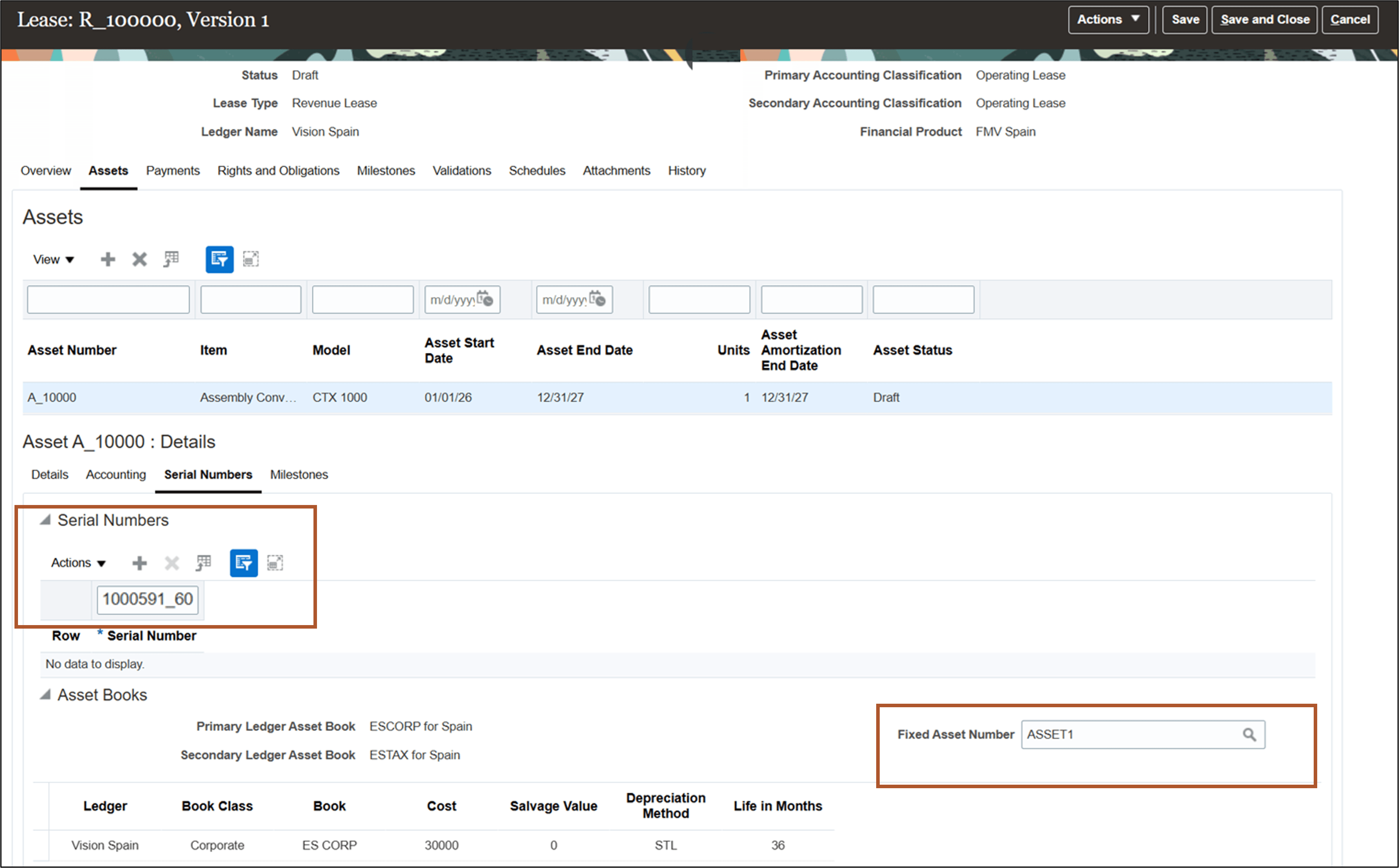 資産詳細シリアル番号タブ