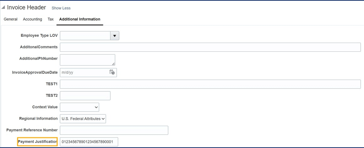 請求書ヘッダーの支払理由