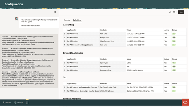 構成- コンプライアンスと制御- チャット・エクスペリエンスによるデフォルト設定