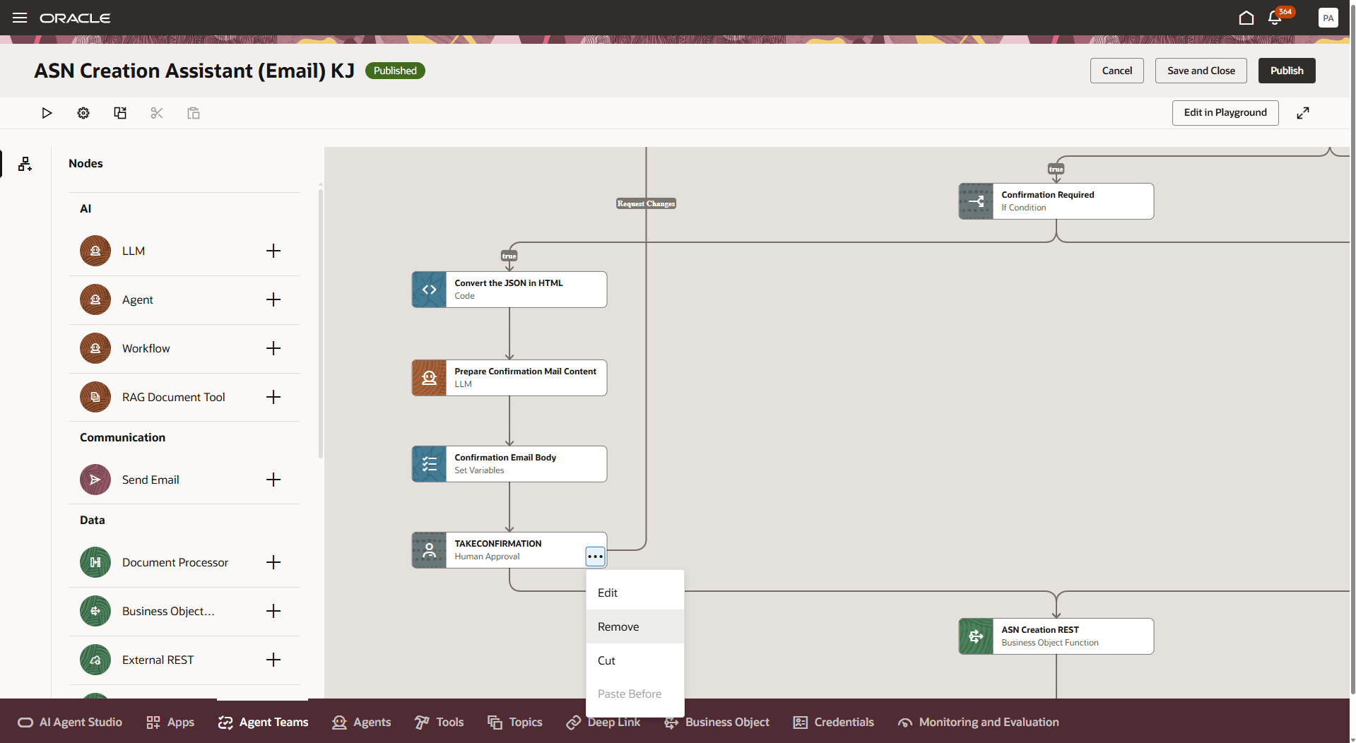 ASN作成アシスタント(Eメール) - TAKECONFIRMATIONノード