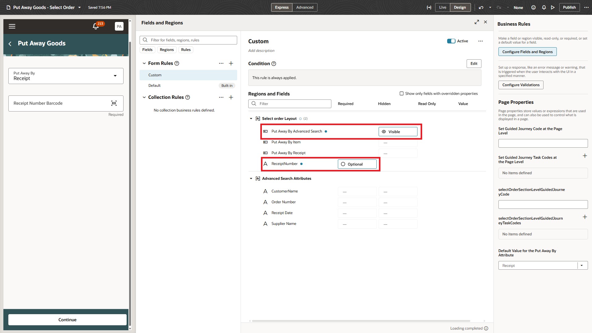 商品の棚入- Visual Builder Studio