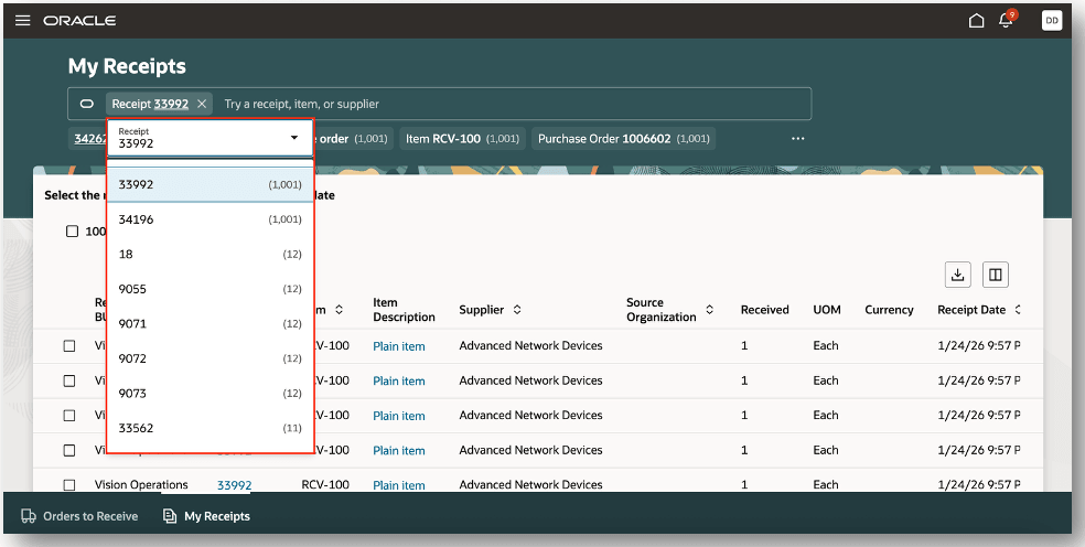 受入による検索
