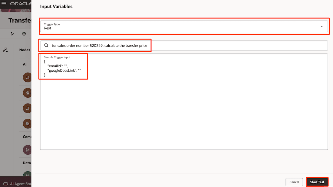 チャット・インタフェースを介したエージェントの実行