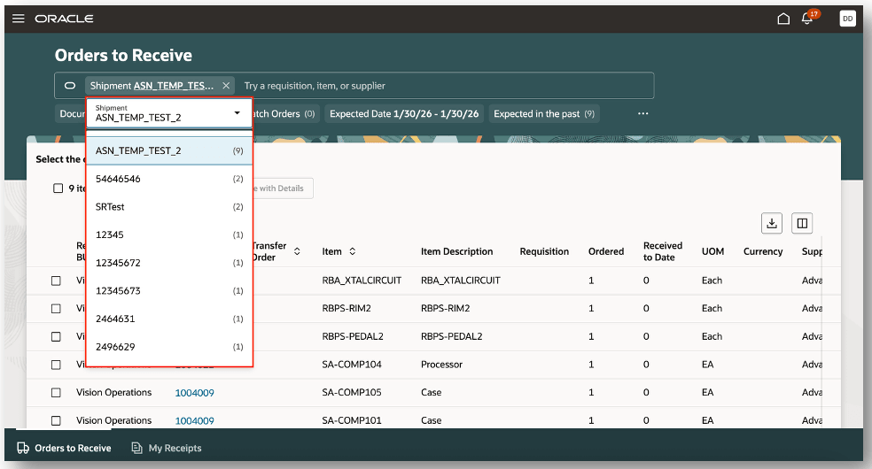 出荷による検索