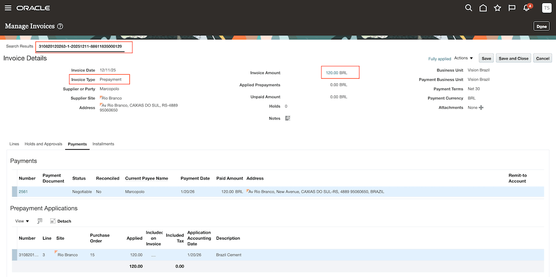 買掛/未払金の前払金請求書です。