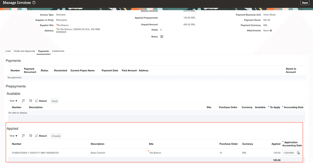 前払金請求書が標準請求書に自動充当されました。