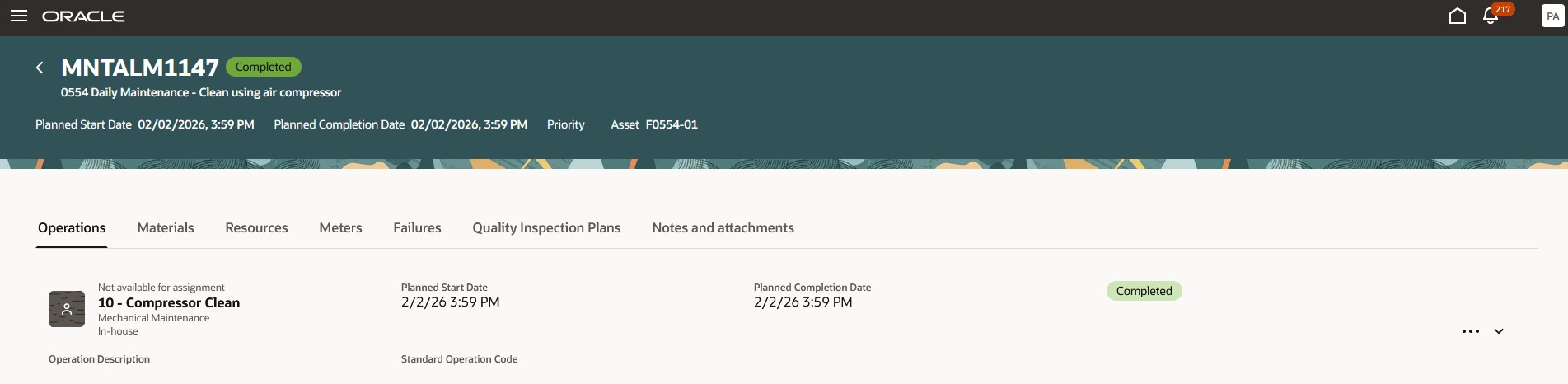保守作業オーダー詳細